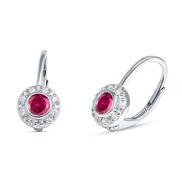 Leverback Round Hoop Earrings Simulated Ruby 925 Sterling Silver Wholesale